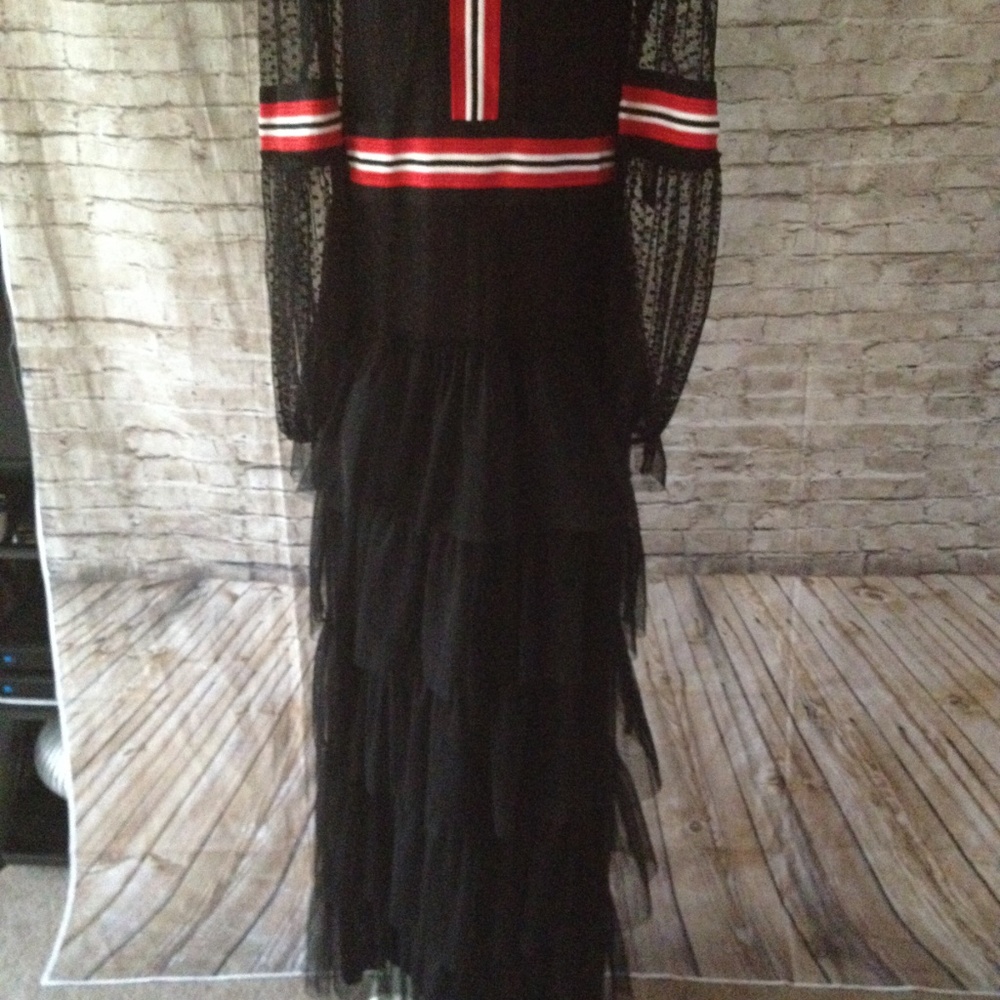 Black lace long sleeve layered maxi dress - Picture 6 of 7